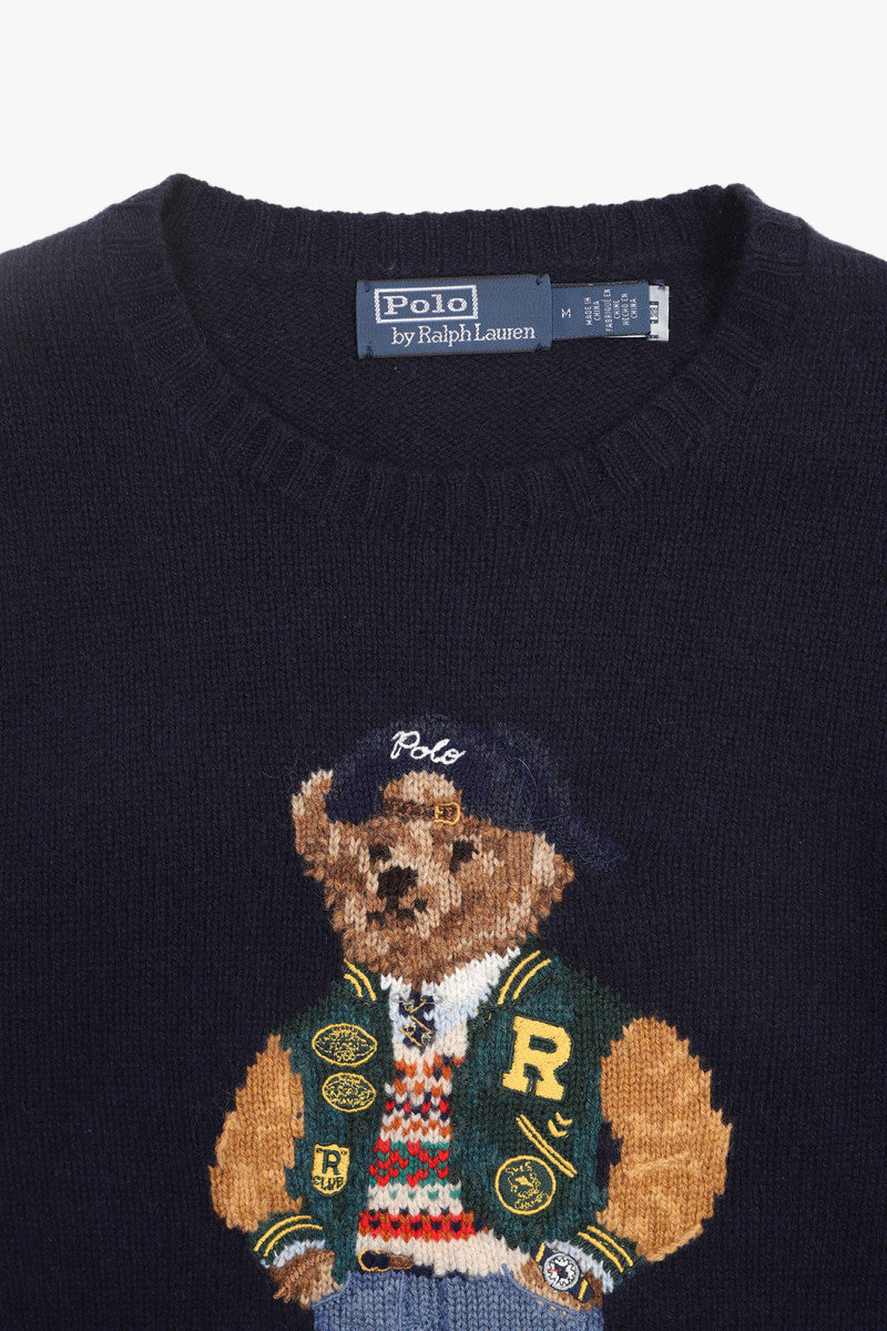 Polo bear wool-cashmere sweat Navy combo