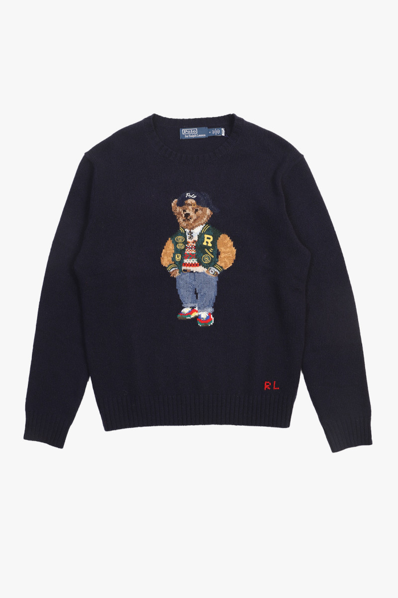 Polo bear wool-cashmere sweat Navy combo