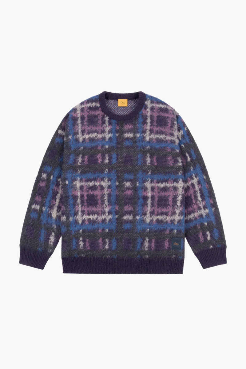 Plaid mohair knit Purple