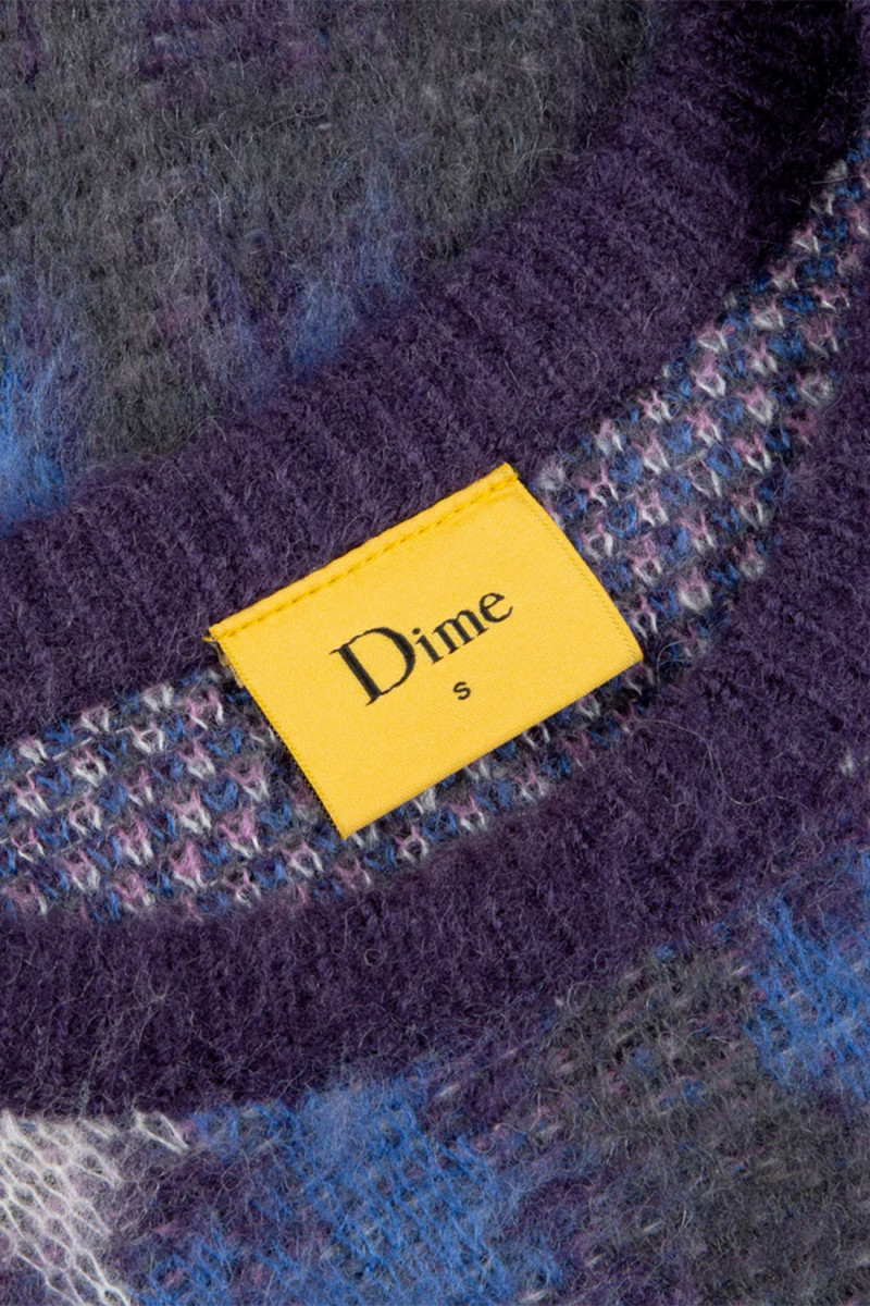 Plaid mohair knit Purple