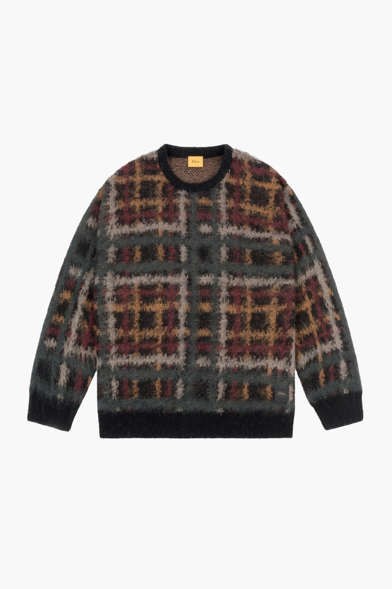 Plaid mohair knit Black