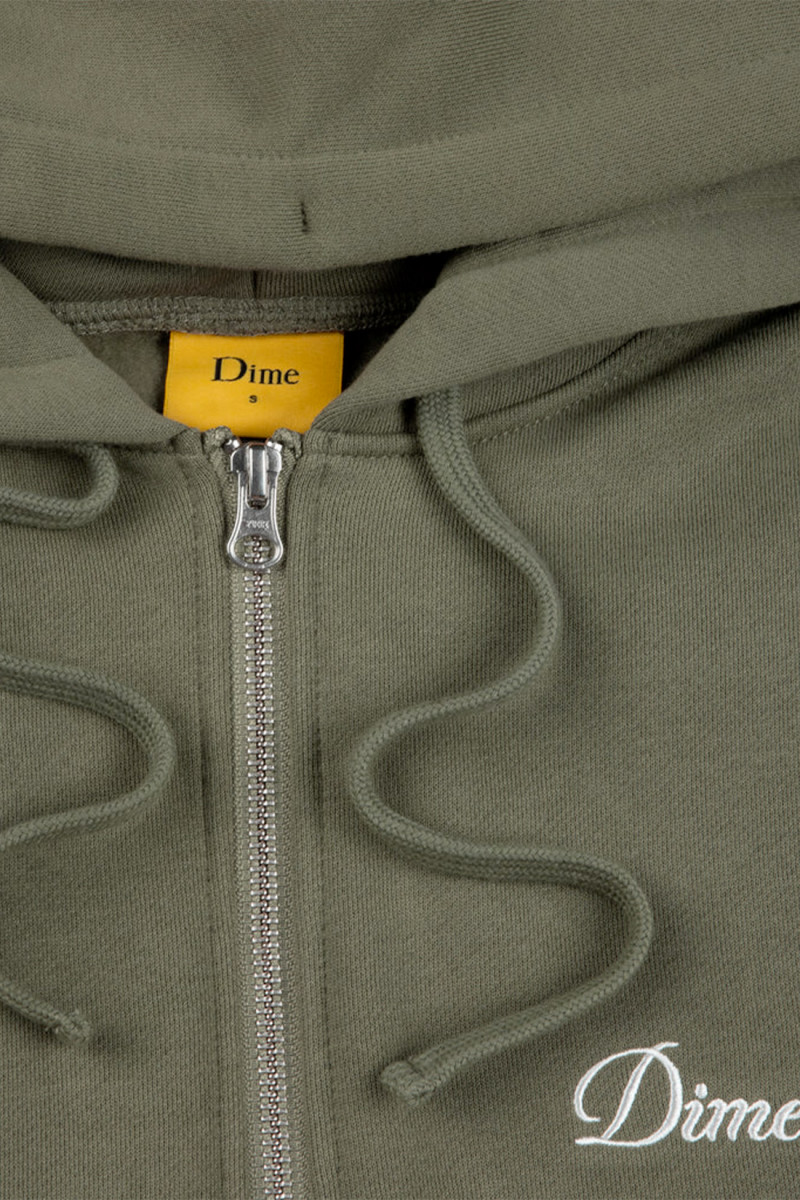 Cursive zip hoodie Army green