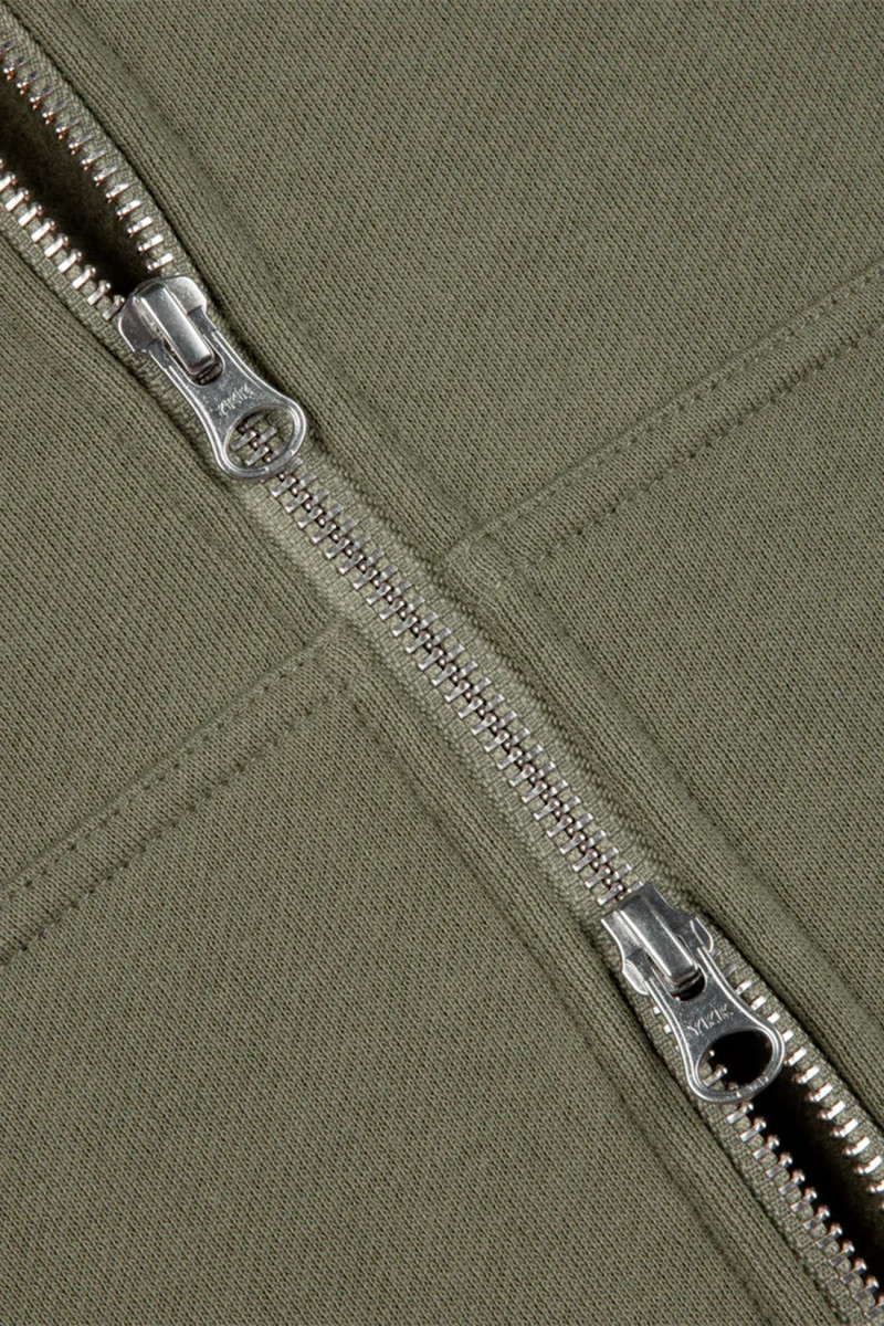 Cursive zip hoodie Army green