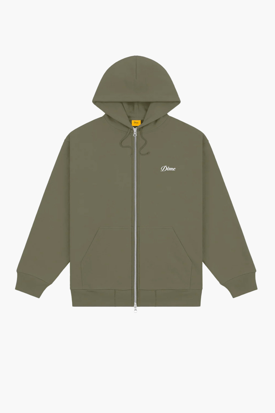 Cursive zip hoodie Army green