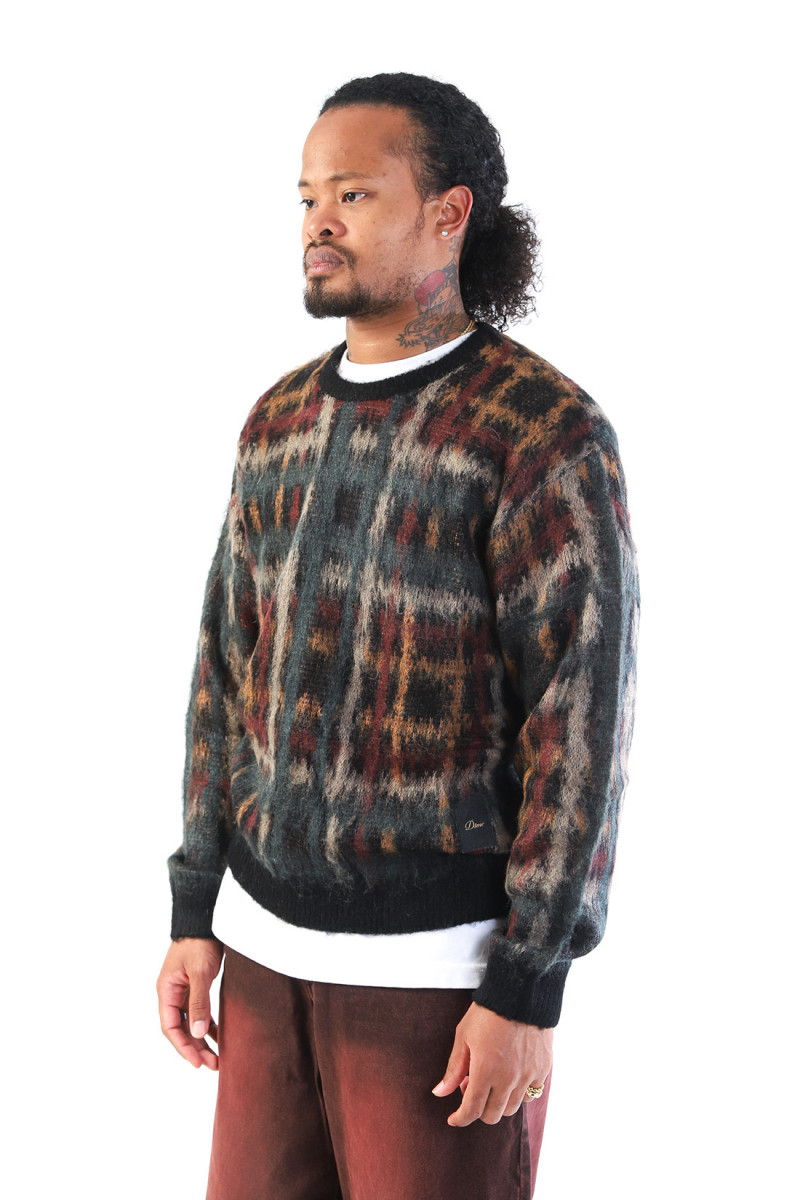 Plaid mohair knit Black