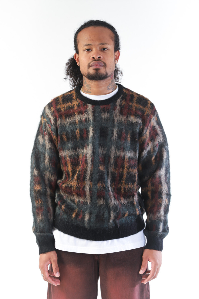 Plaid mohair knit Black