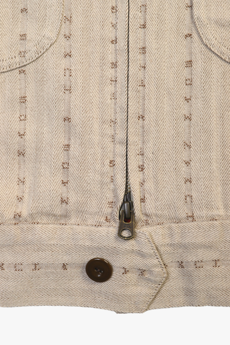 Herringbone zip-up work jacket Beige