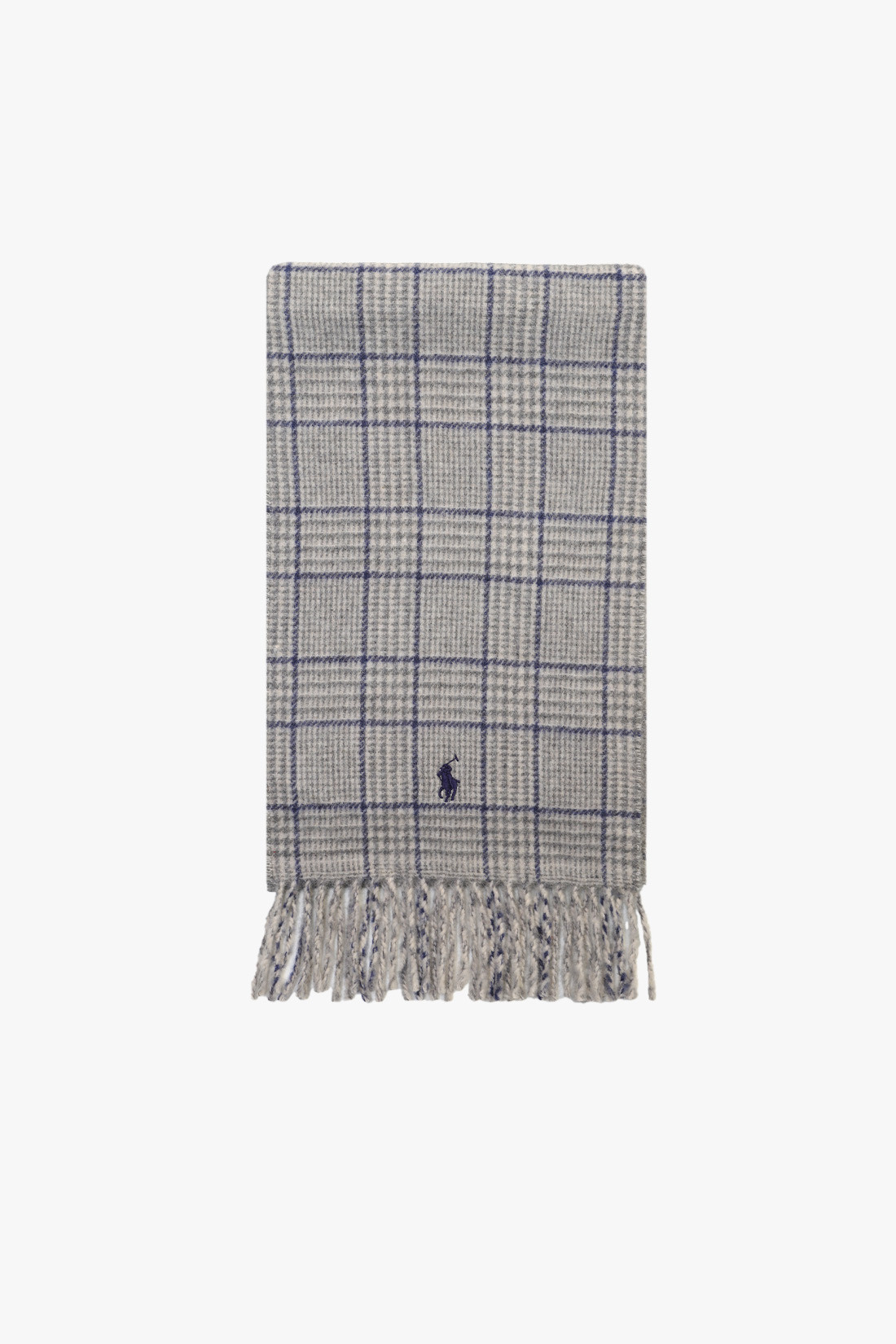 Reversible wool-blend scarf Plaid grey multi