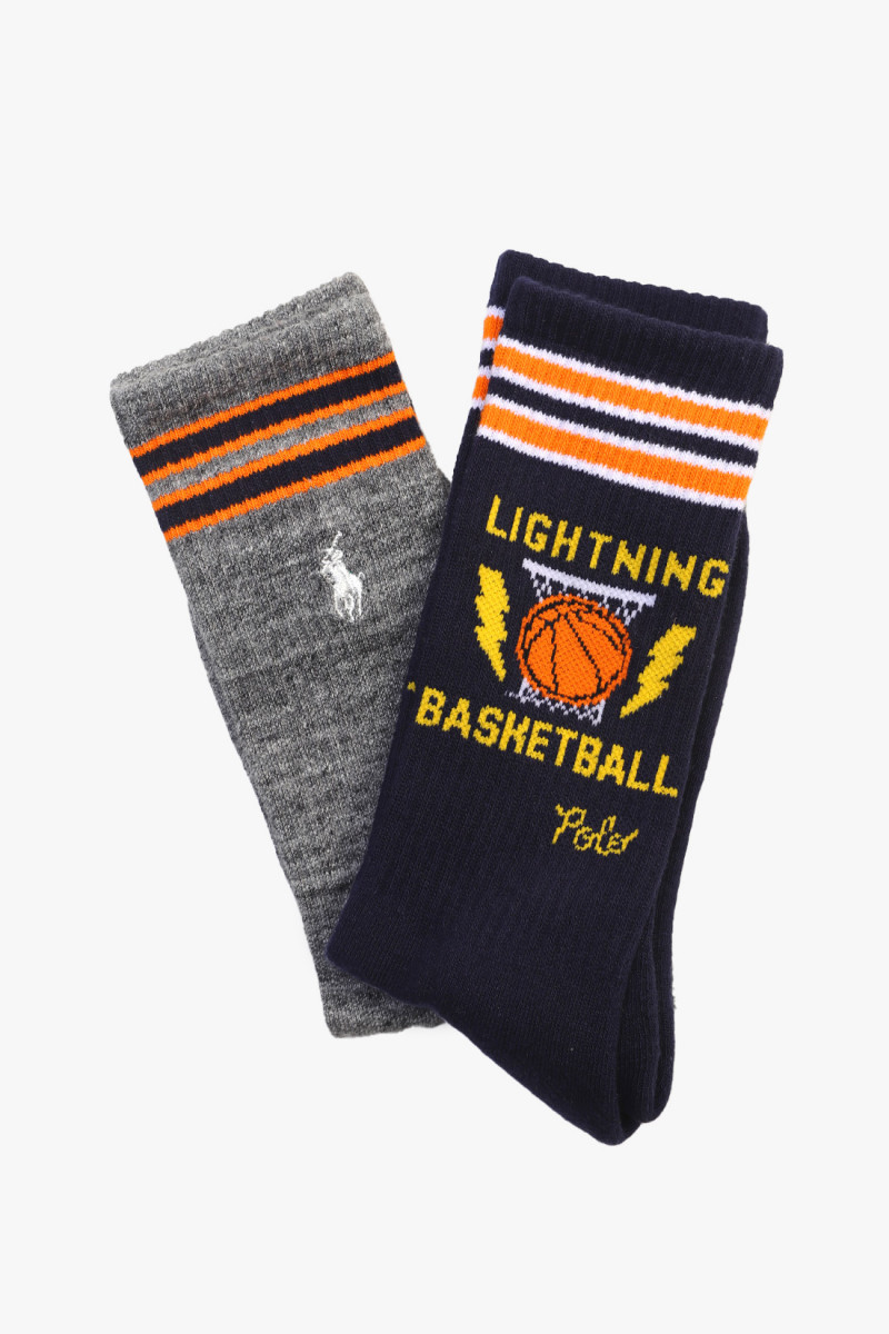 Graphic crew sock 2 pack Navy/grey