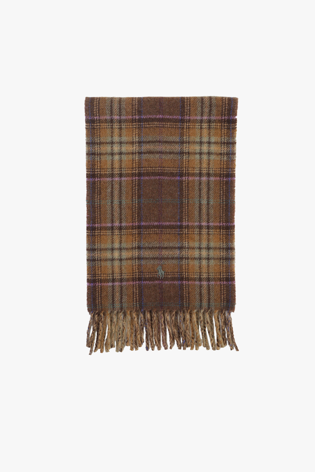 Reversible wool-blend scarf Plaid olive multi