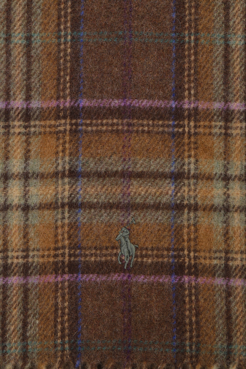 Reversible wool-blend scarf Plaid olive multi