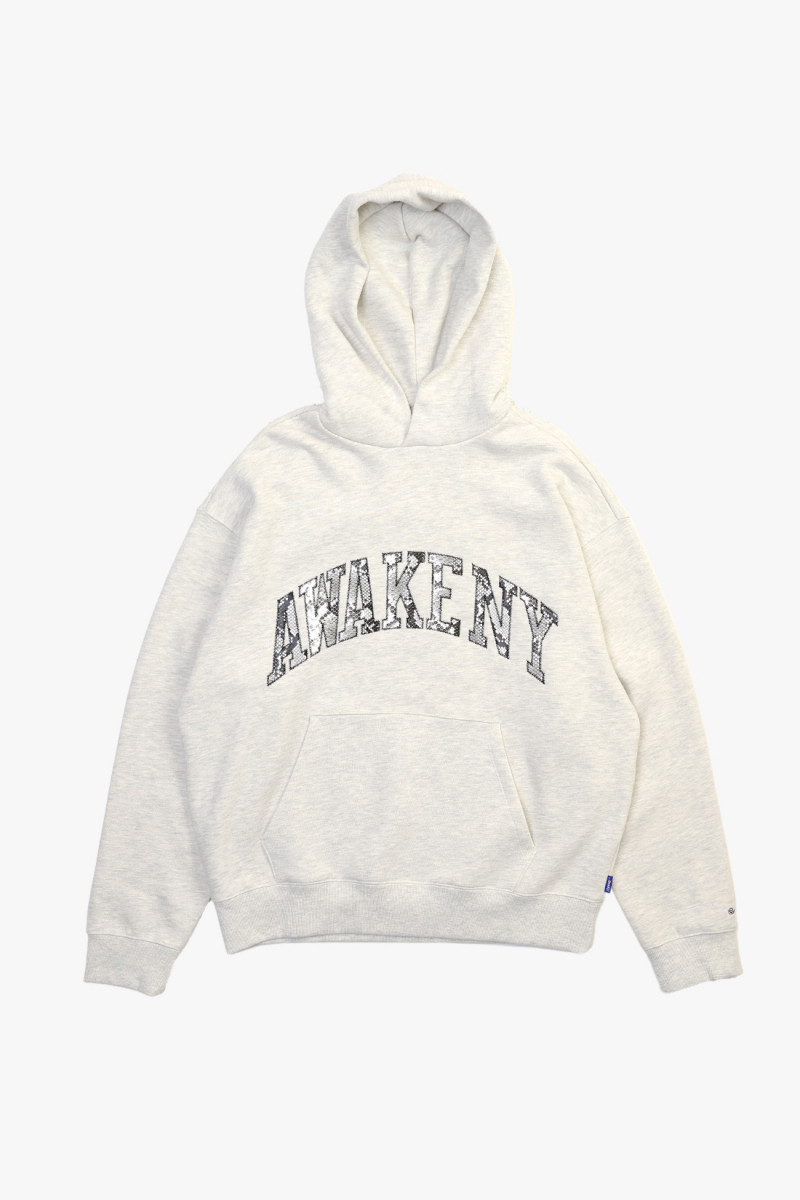 Snake skin applique hoodie Heather grey