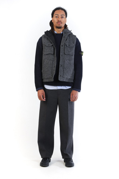 Field vest wool herringbone Grey