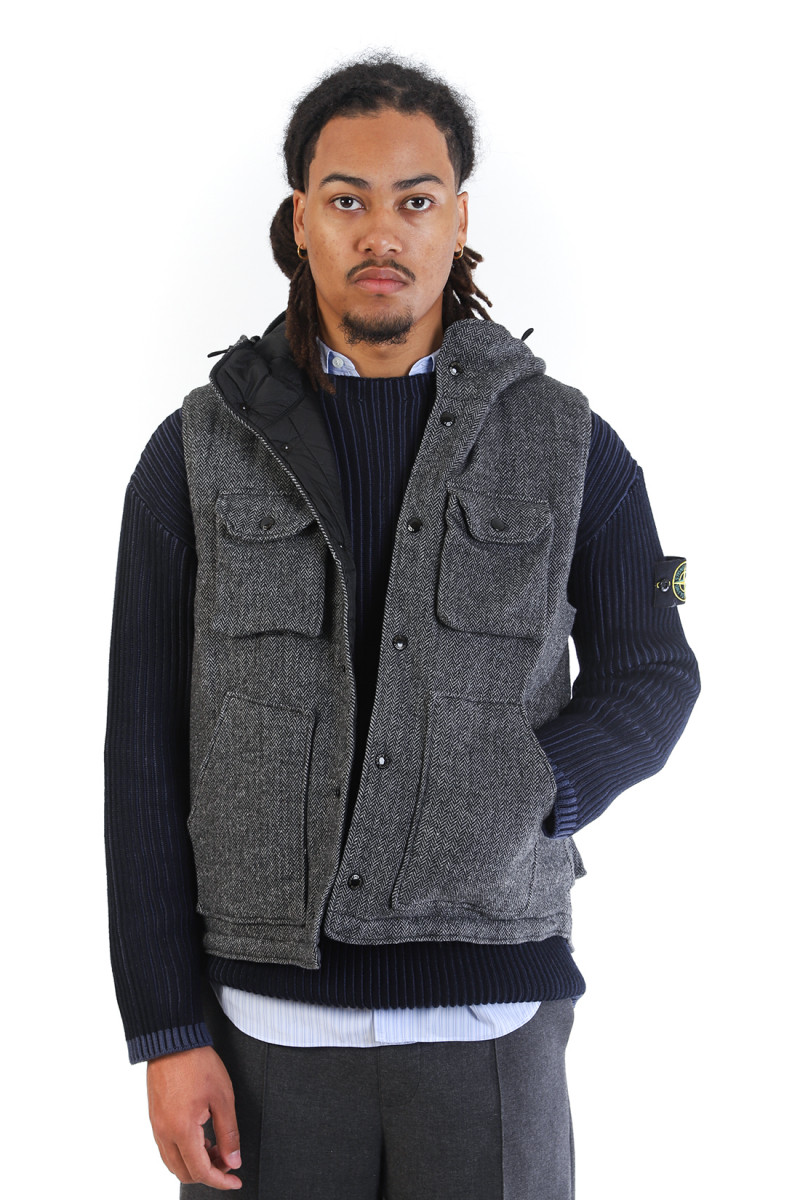 Field vest wool herringbone Grey