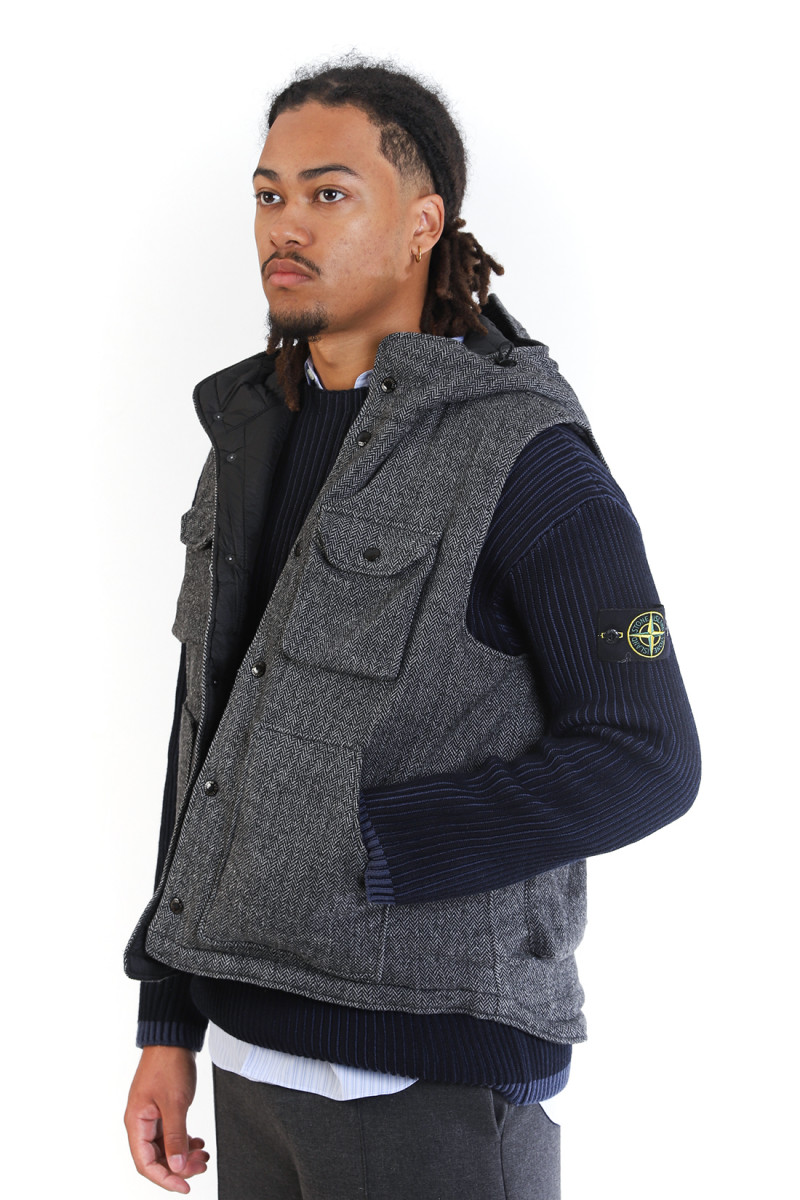 Field vest wool herringbone Grey