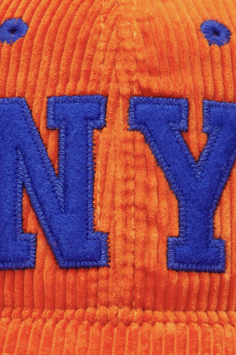 Ny patch corduroy ball cap Red orange