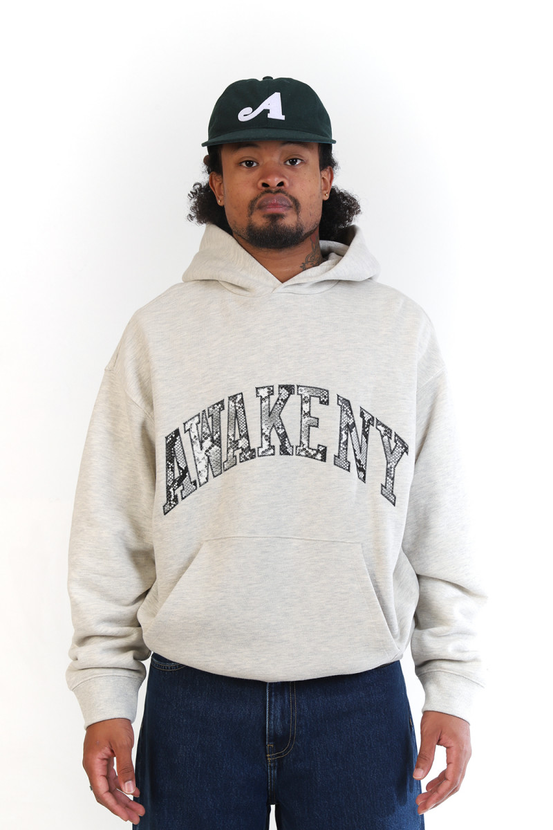 Snake skin applique hoodie Heather grey