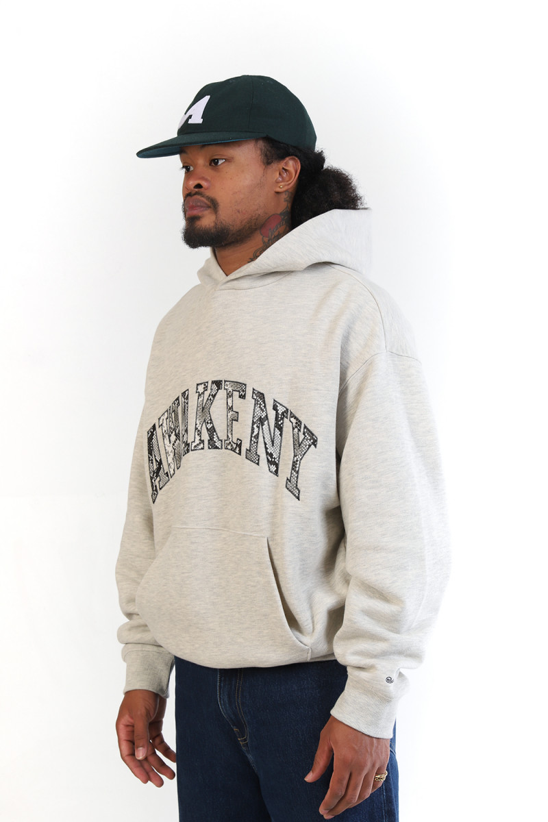 Snake skin applique hoodie Heather grey