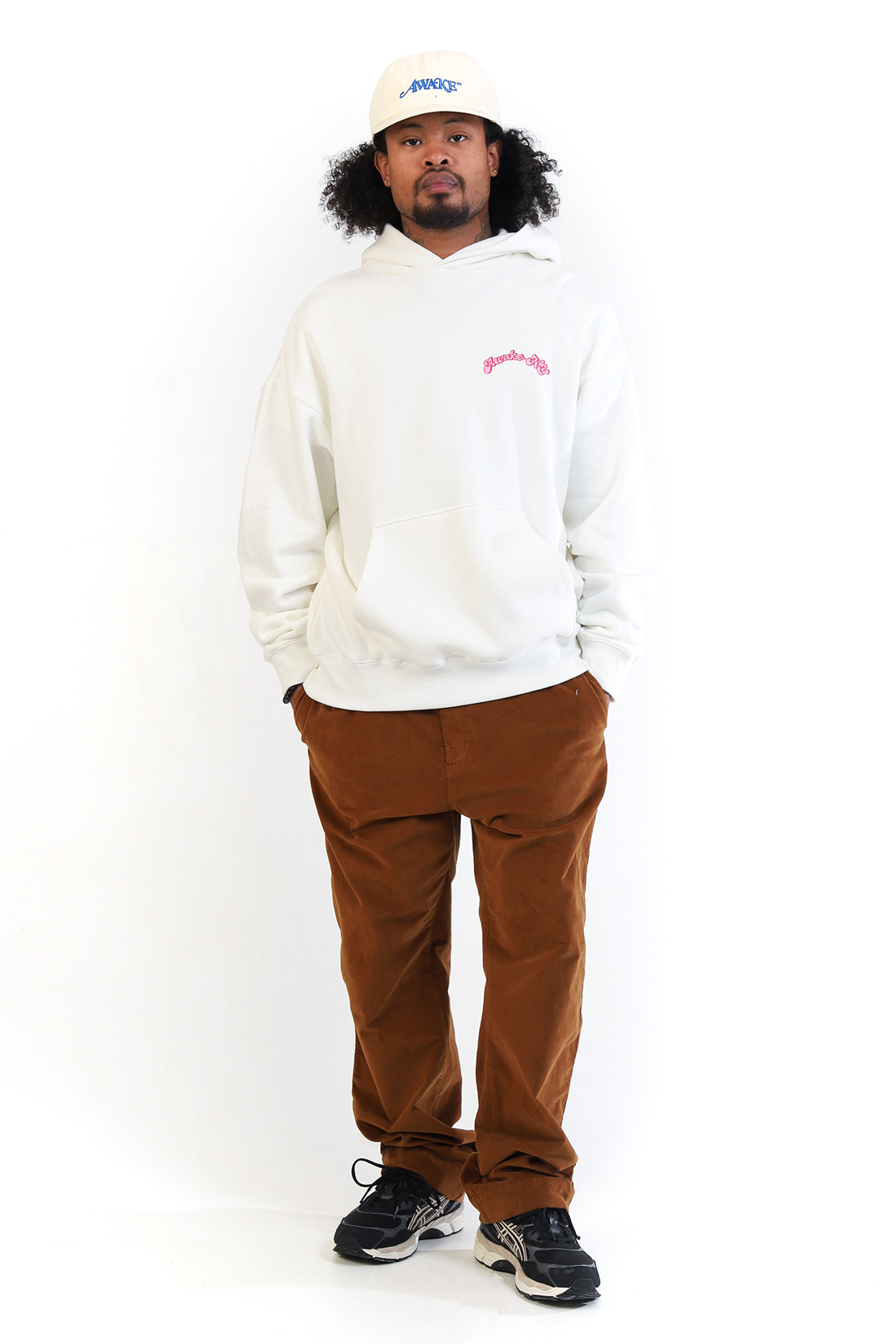 Twill logo hoodie Cream