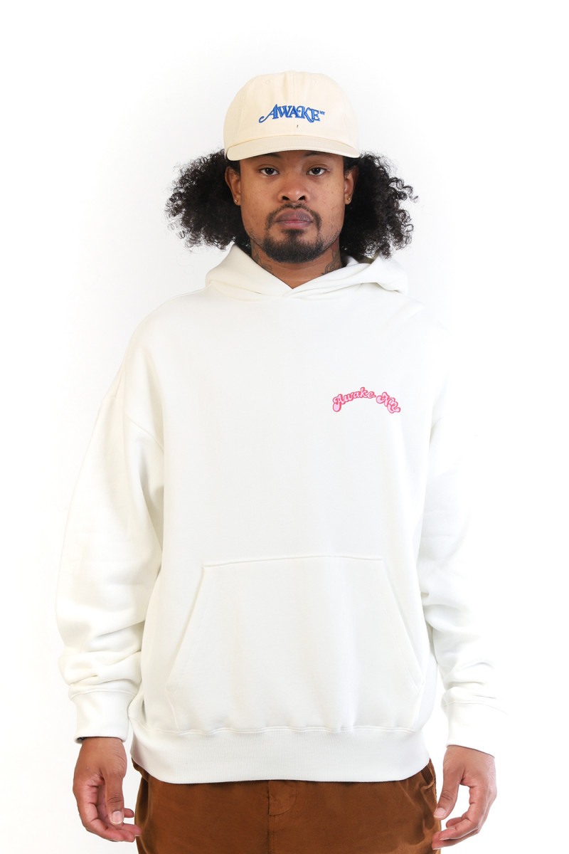 Twill logo hoodie Cream