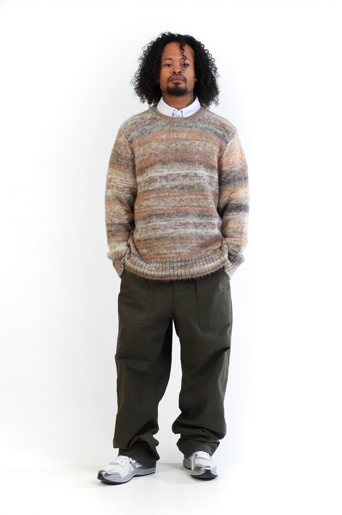 Space dye mohair crewneck Natural