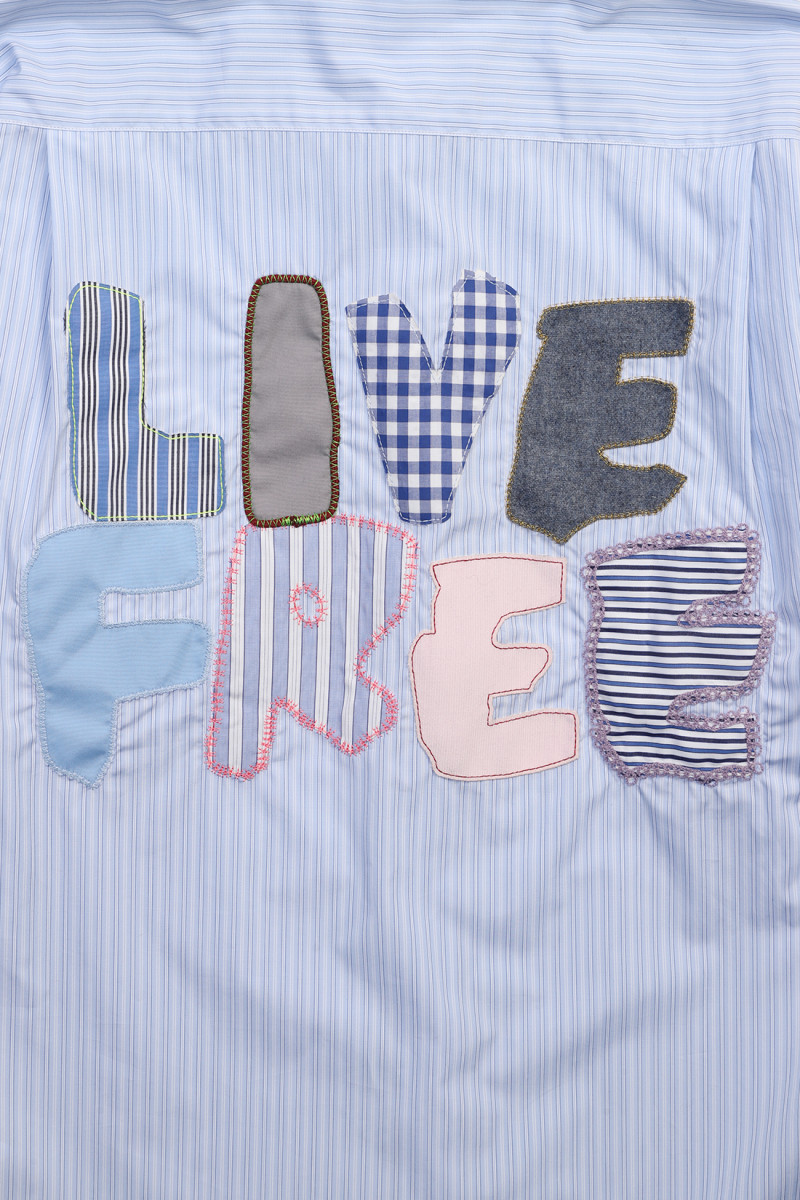 Men's shirt woven live free Stripe