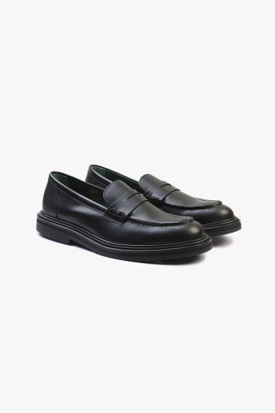 Vinny's Vinnee penny loafer Black polido leather - GRADUATE STORE