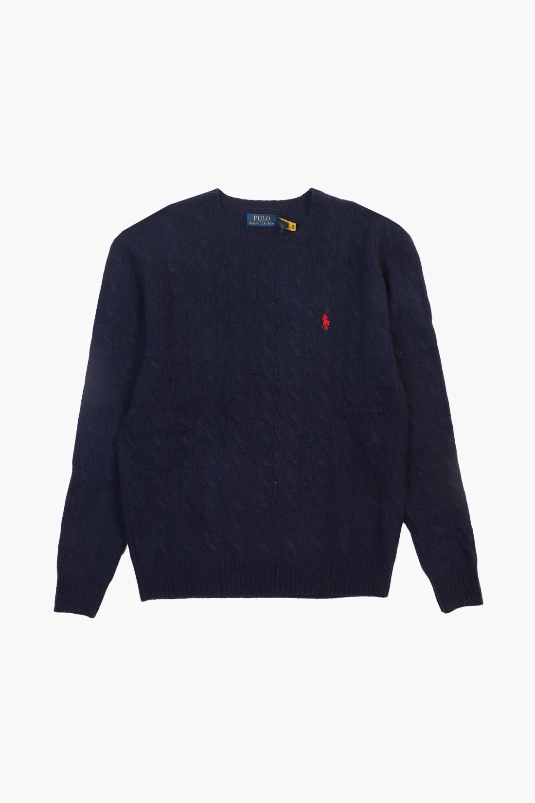 Cable-knit wool-cashmere sweat Hunter navy