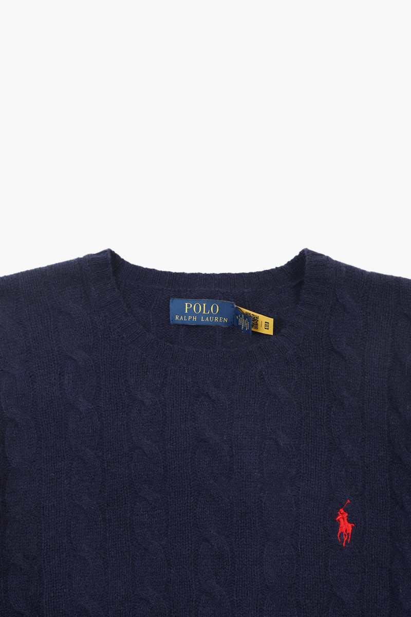 Cable-knit wool-cashmere sweat Hunter navy