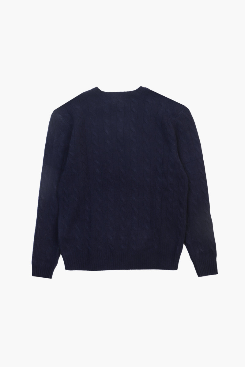 Cable-knit wool-cashmere sweat Hunter navy