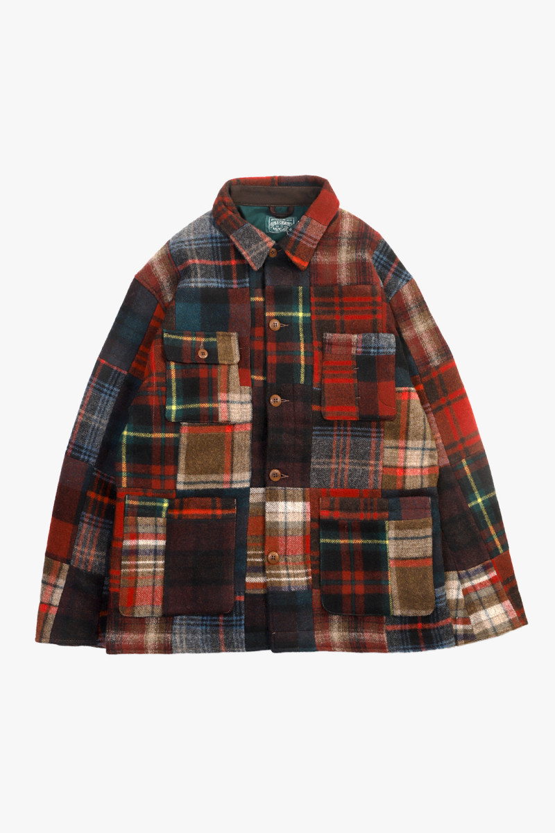 Plaid patchwork wool jacket Multi patchwork