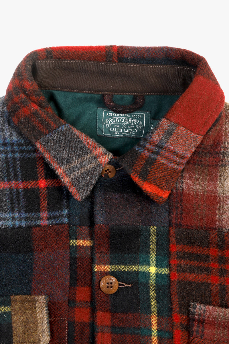 Plaid patchwork wool jacket Multi patchwork