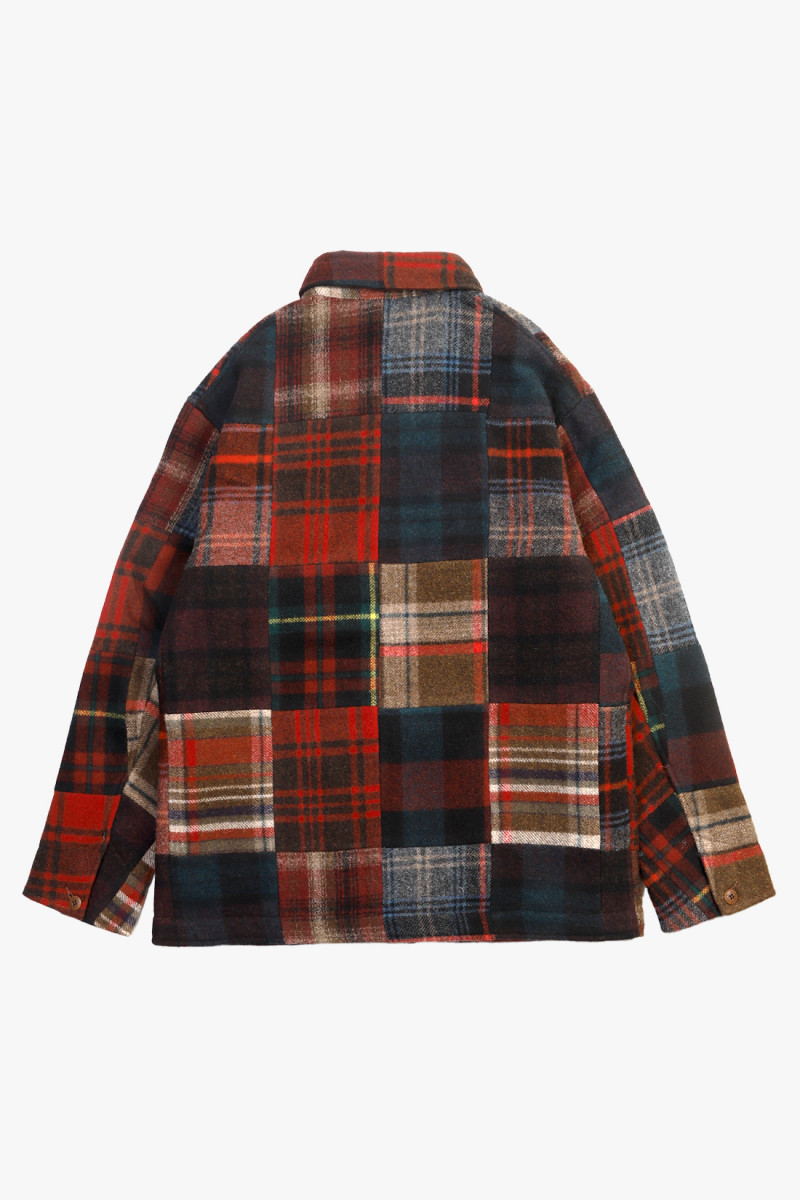 Plaid patchwork wool jacket Multi patchwork