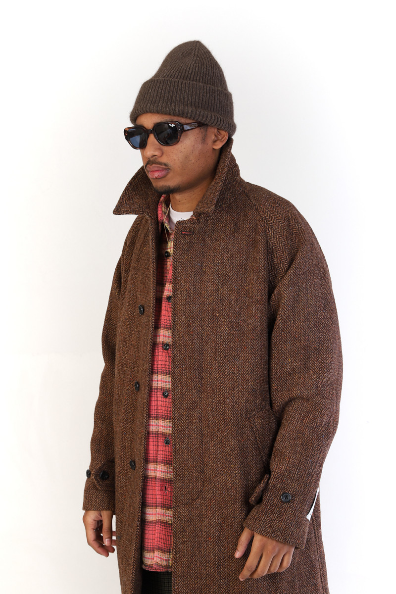 Balmacaan coat harris tweed 26 lt brown