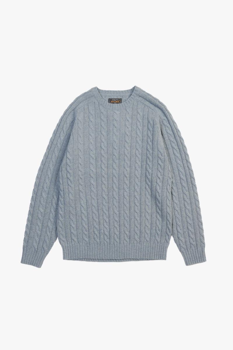 Cable crewneck wool Sax