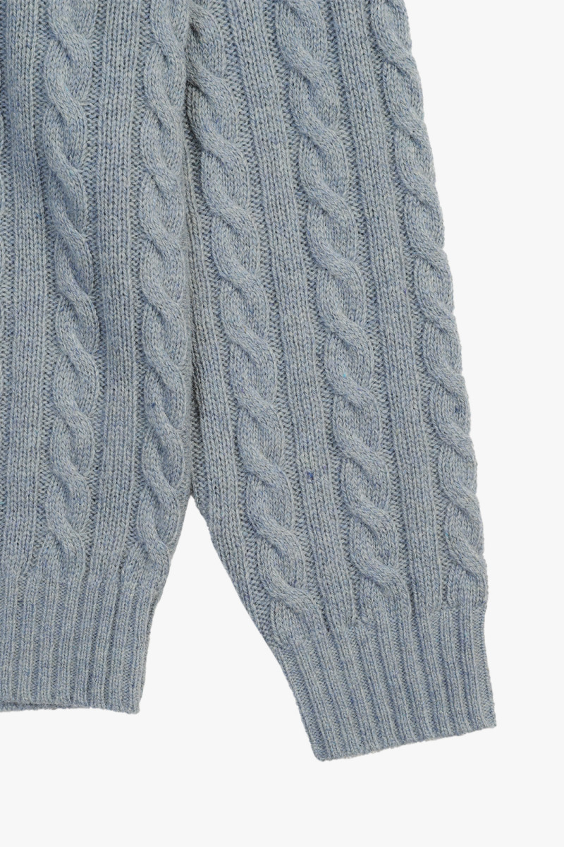 Cable crewneck wool Sax