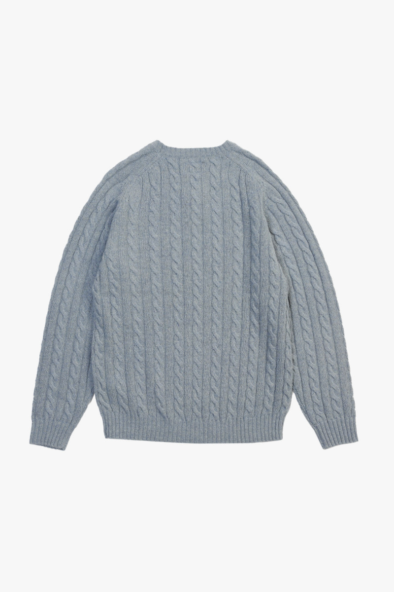 Cable crewneck wool Sax