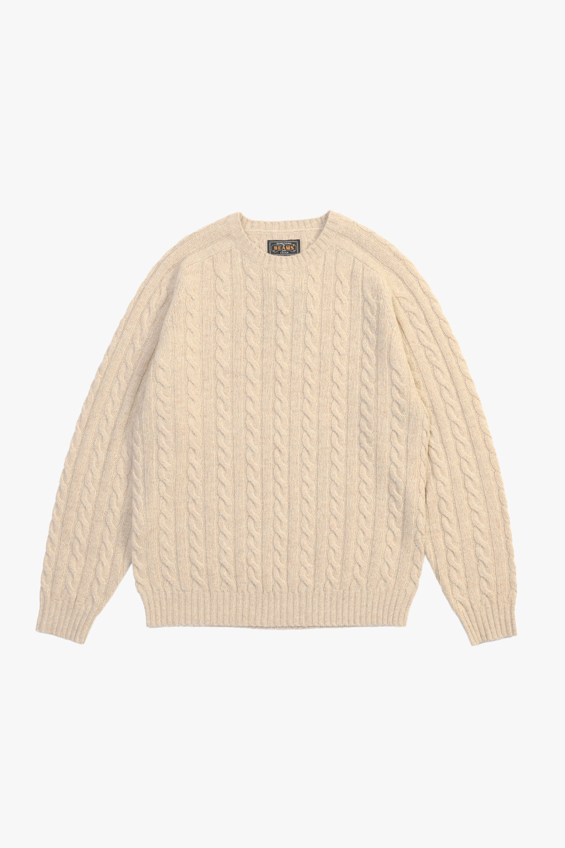 Cable crewneck wool Beige