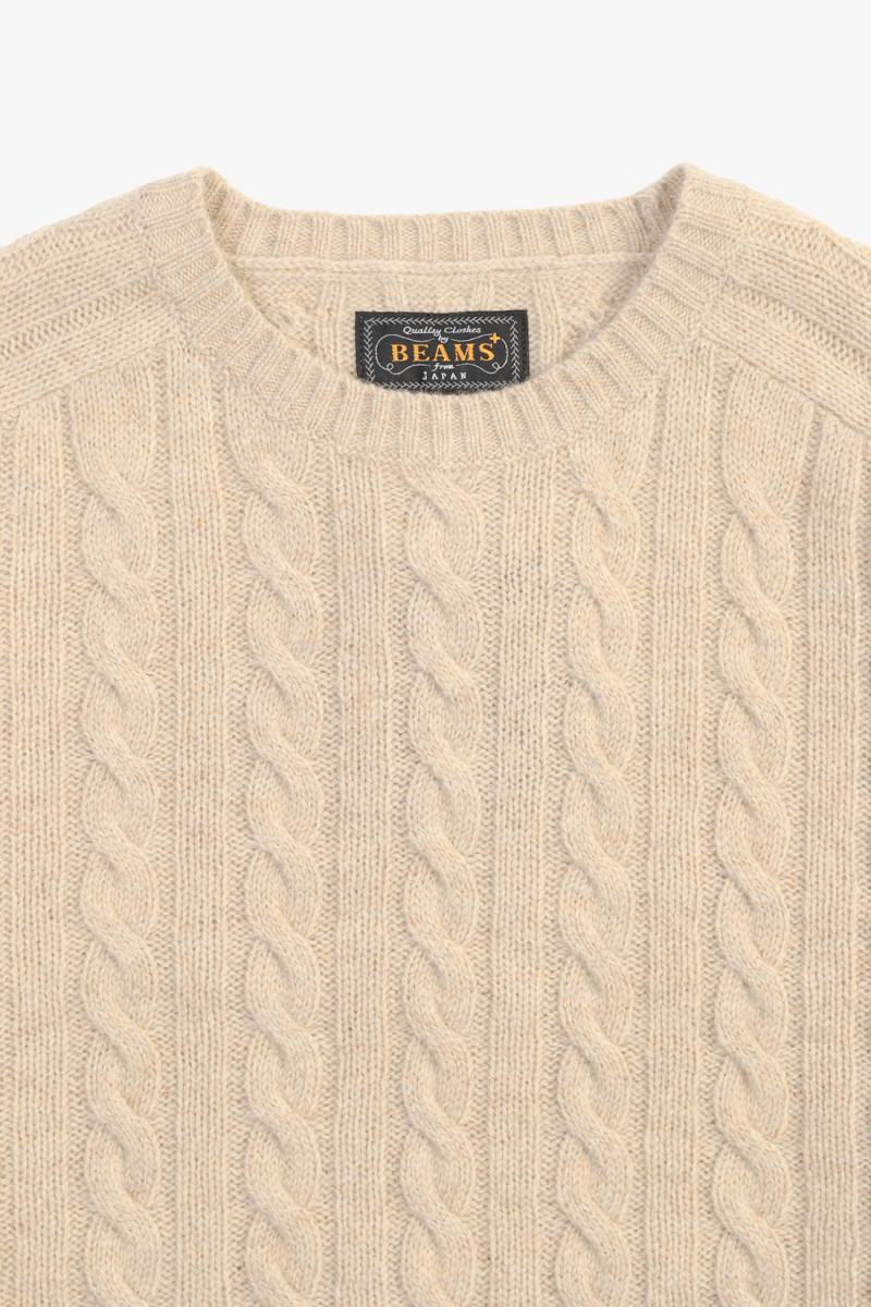 Cable crewneck wool Beige