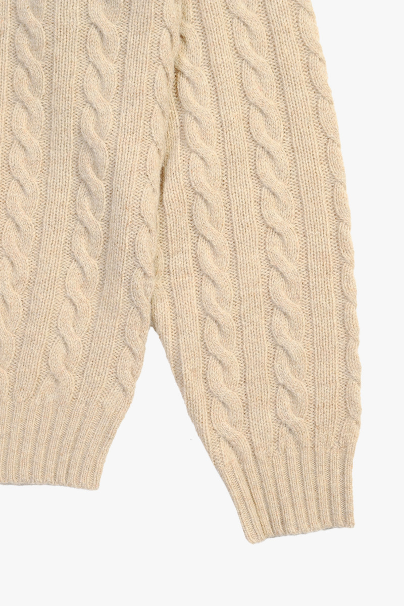 Cable crewneck wool Beige