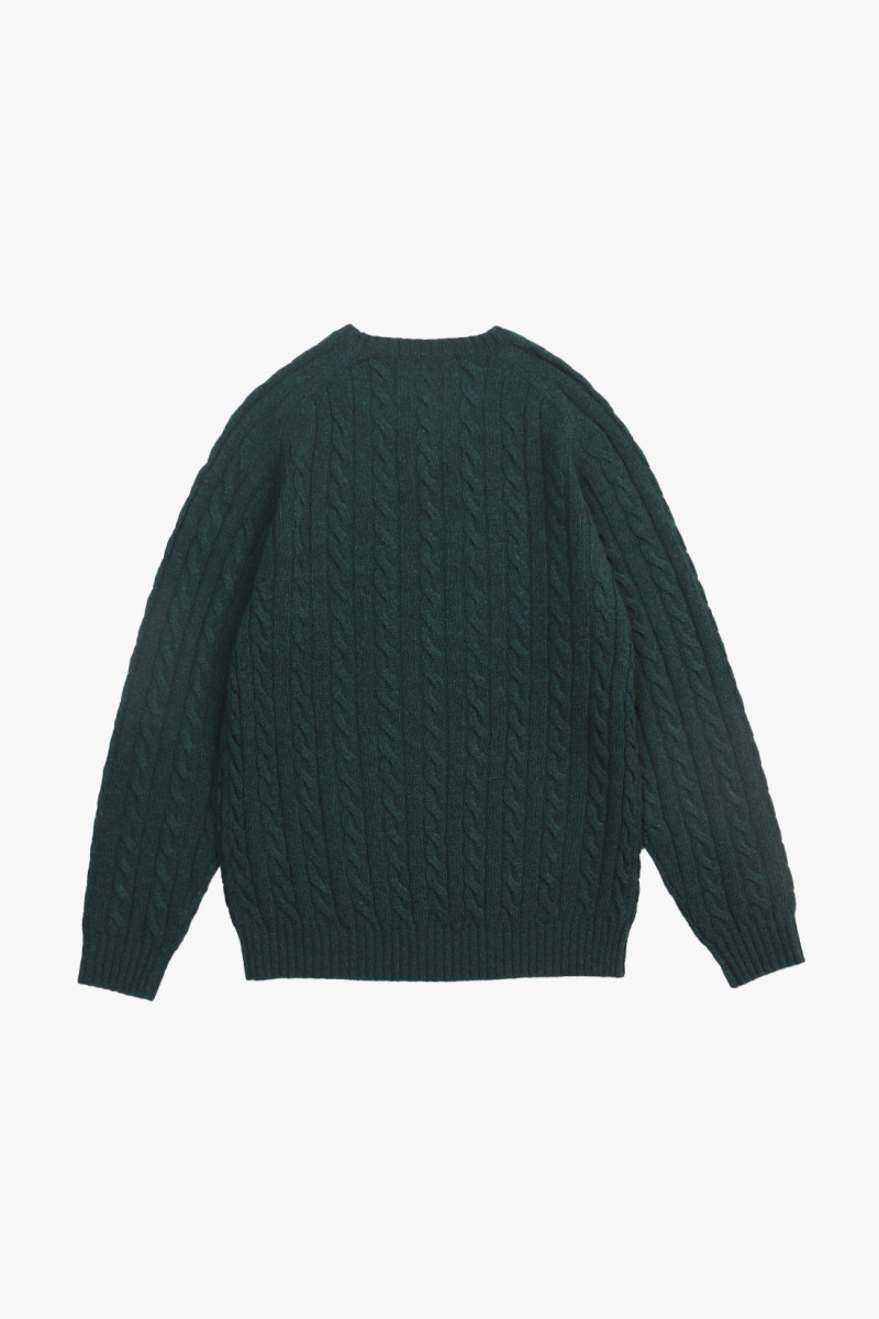 Cable crewneck wool Green