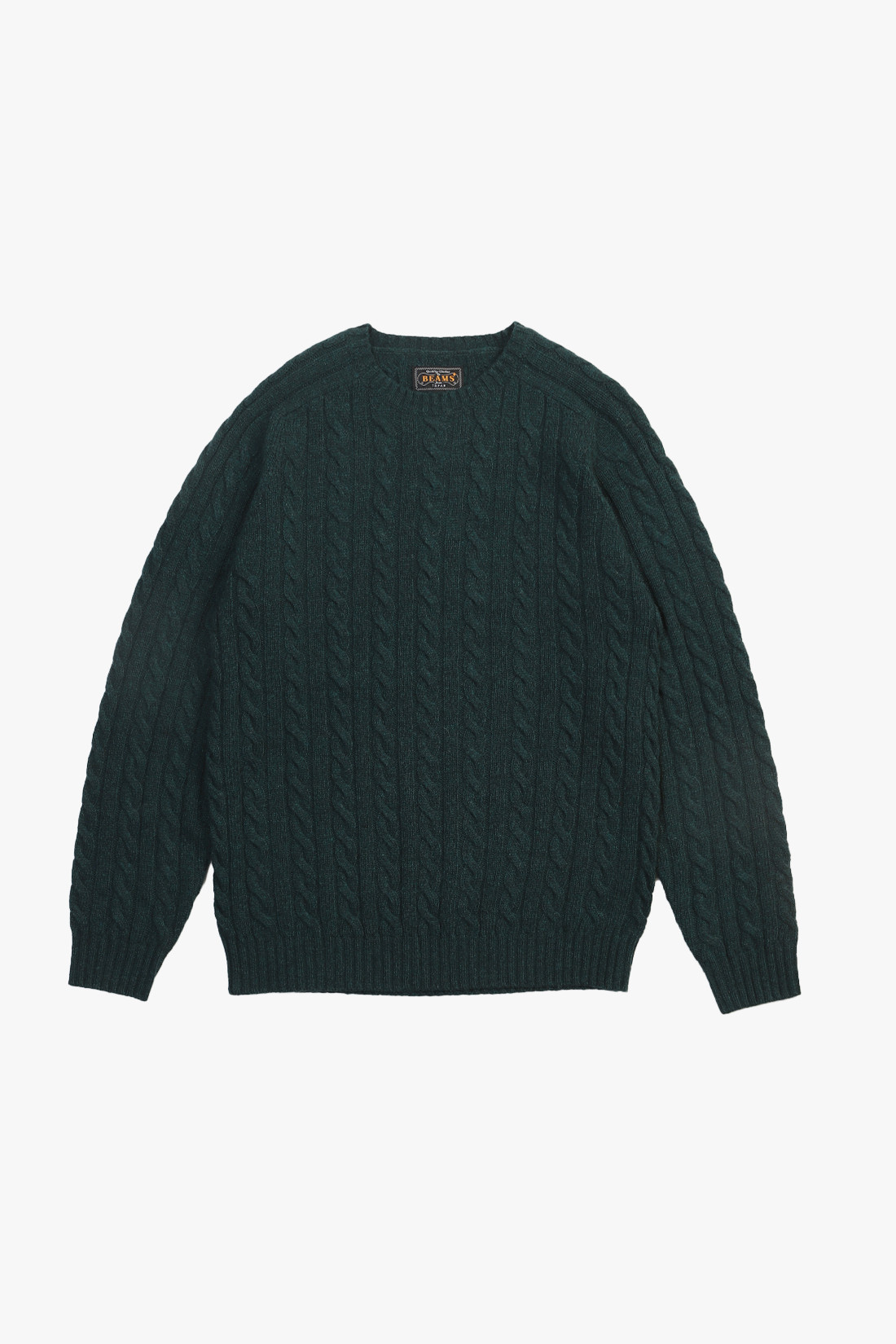 Cable crewneck wool Green