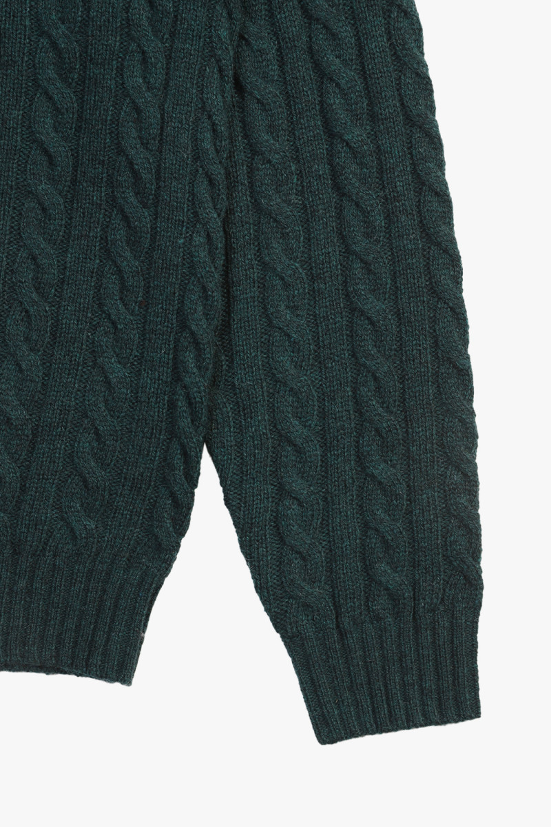 Cable crewneck wool Green