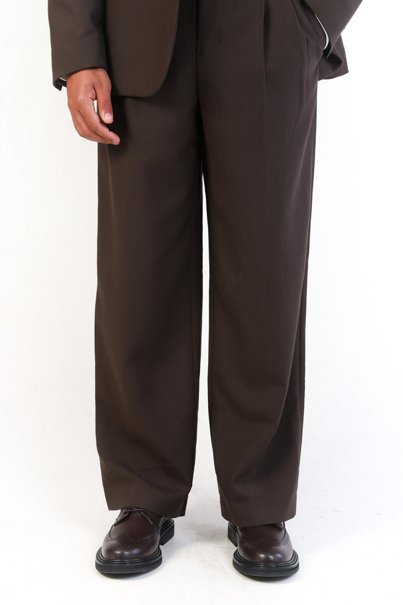 Pantalon large fit coton Dark coffee