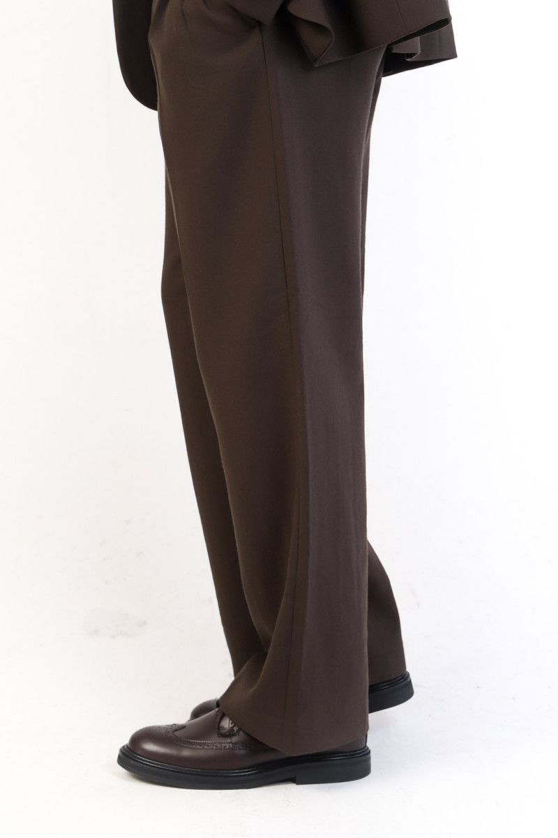 Pantalon large fit coton Dark coffee