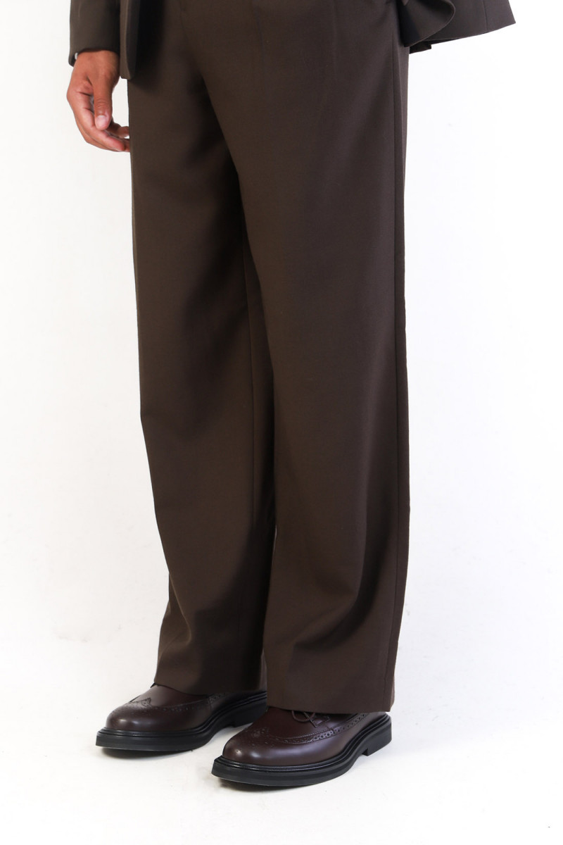 Pantalon large fit coton Dark coffee