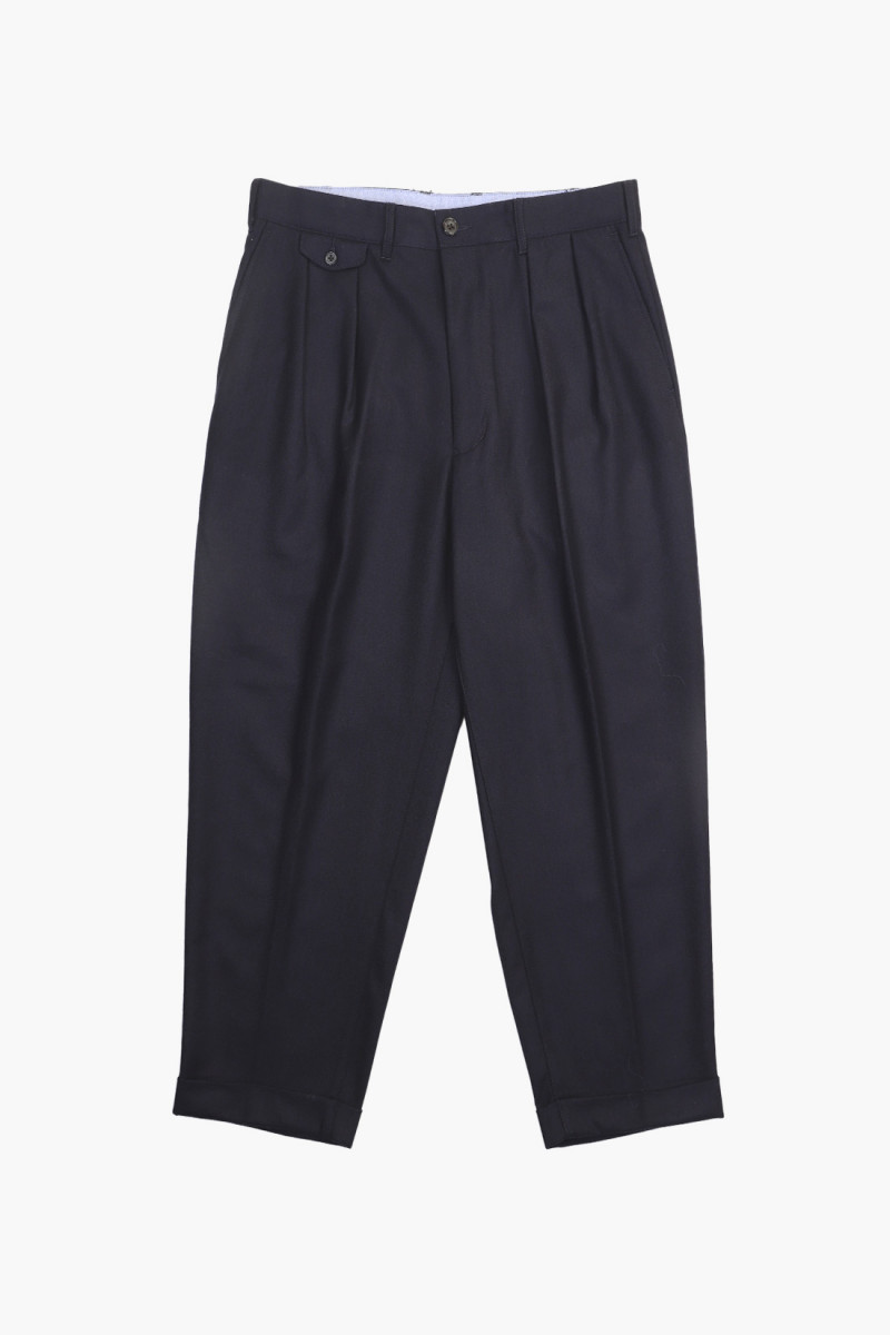 2 pleats trousers flannel Navy