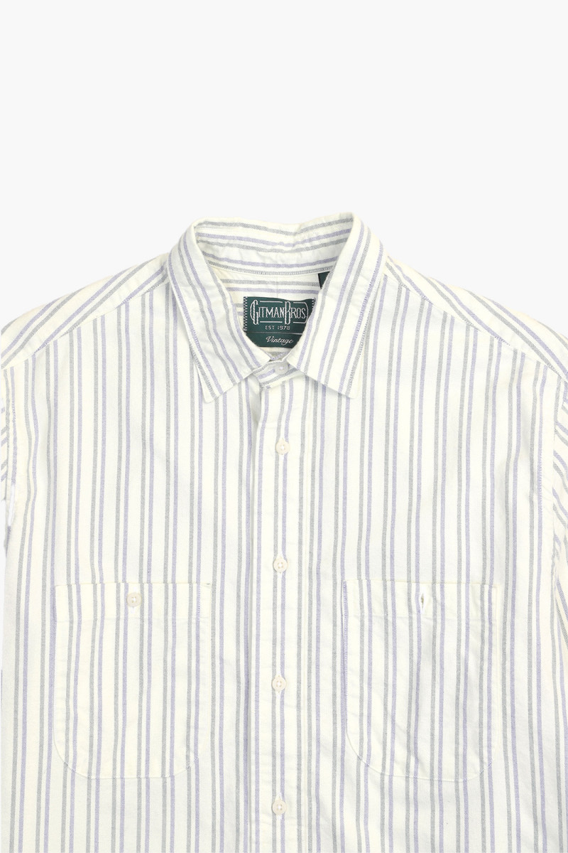 Brushed split stripe oxford Navy