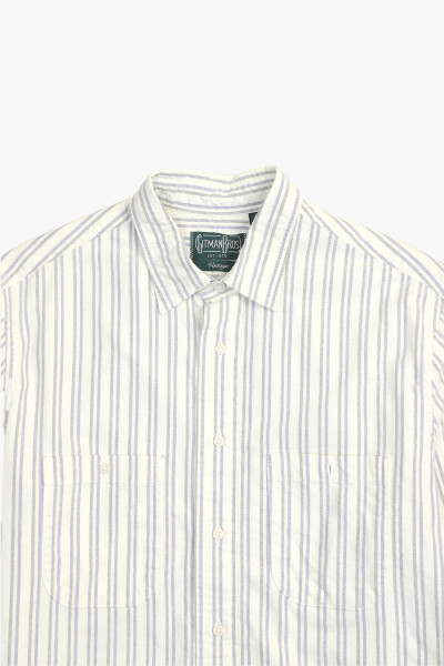 Gitman Brushed split stripe oxford Navy - GRADUATE STORE