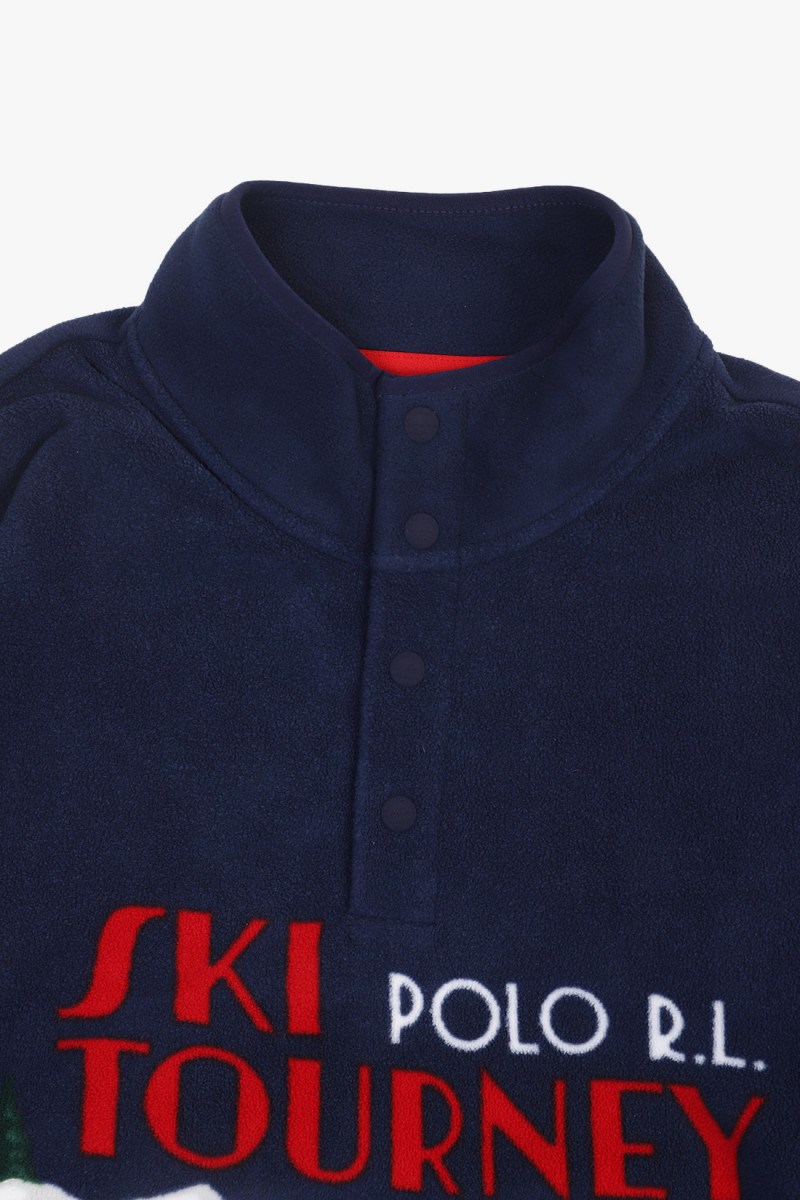 Skier-print fleece pullover Rl navy multi